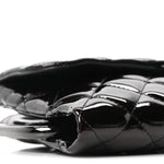 Patent Calfskin Quilted Metal Handle Clutch So Black