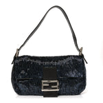 Satin Beaded Baguette Blue Brown
