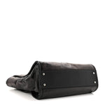 Glazed Calfskin Small Deauville Tote Black