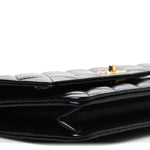 Shiny Calfskin Quilted Metal Top Handle Wallet On Chain WOC Black