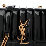 Patent Calfskin Matelasse Monogram Small Vicky Chain Bag Black