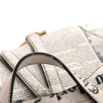 Calfskin Newspaper Printed Saddle Bag Black White