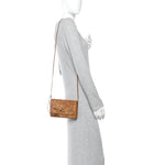 Suede Intrecciato Andiamo Pouch On Strap Amber