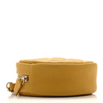 Caviar Quilted Round Clutch With Chain Yellow