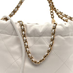 Shiny Calfskin Quilted Mini Chanel 22 White Black