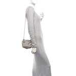 Satin Crystal Embellished Bonny Shoulder Bag Silver