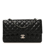 Lambskin Quilted Medium Double Flap Black
