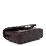 Lambskin Quilted Mini Flap Bag Charm With Hook Dark Brown