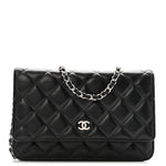 Caviar Quilted Wallet on Chain WOC Black
