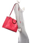 Vitello King Plexiglass Logo Embossed Medium Fendi Sunshine Shopper Tote Lampone