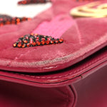 Velvet Matelasse Crystal Sequin Heart Embroidered GG Marmont Mini Bag Light Raspberry Rose