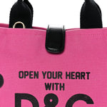 Canvas Printed Open Your Heart Tote Pink Black