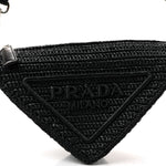 Yarn Raffia Effect Crochet Triangle Shoulder Bag Black