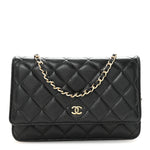 Caviar Quilted Wallet on Chain WOC Black