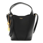 Grained Calfskin Small Spin Tote Black