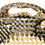Metallic Lambskin Intrecciato Mini Hop Silver Gold