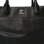 Caviar Medium Cerf Executive Shopper Tote Black