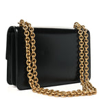 Shiny Calfskin Vain Shoulder Bag Black