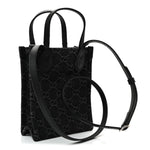 Denim Cuoio Harness GG Monogram Mini Ophidia Tote Bag Black Medium Grey