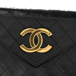 Lambskin Quilted Envelope Flap Black