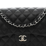 Caviar Quilted Jumbo Double Flap Black