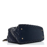 Aged Calfskin Quilted Medium Coco Handle Shopping Tote Navy