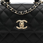 Caviar Quilted Coco Handle Clutch With Chain Black