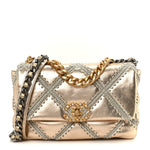 Metallic Calfskin Crochet Medium Chanel 19 Flap Gold