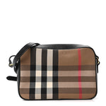 Giant Check Calfskin Large Camera Bag Black