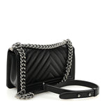 Lambskin Chevron Quilted Medium Boy Flap Black