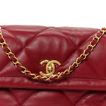 Lambskin Quilted Large Flap Red