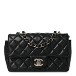 Lambskin Quilted Mini Rectangular Flap Black