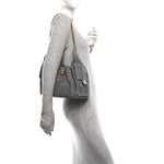 Suede Quilted Small Chanel 25 Handbag Blue