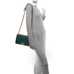 Caviar Quilted Medium Boy Flap Dark Green