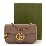 Calfskin Matelasse Super Mini GG Marmont Shoulder Bag Porcelain Rose