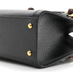 Textured Dollar Calfskin Web Mini Diana Tote Bag Black