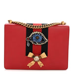 Calfskin Web Medium Peony Chain Shoulder Bag Red