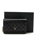Caviar Quilted Wallet on Chain WOC Black