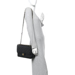 Caviar Quilted Jumbo Double Flap Black