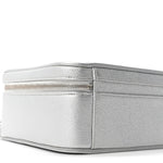 Metallic Caviar Quilted Large CC Filigree Vanity Case Silver