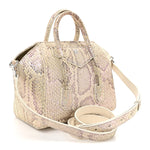 Snakeskin Mini Lock Antigona Shoulder Bag Dusty Gold
