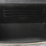 Lambskin Quilted Small Top Handle Vanity Case With Chain Black
