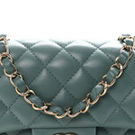 Lambskin Quilted Mini Rectangular Flap Green