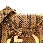 Roxy Snakeskin Blondie Chain Shoulder Flap Bag Roccia