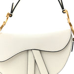 Grained Calfskin Mini Saddle Bag White