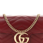 Calfskin Matelasse Super Mini GG Marmont Shoulder Bag Rosso Ancora