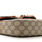 X DANS LE VERT Textured Dollar Calfskin GG Supreme Monogram Web Mini Horsebit 1955 Shoulder Bag Dusty Azure Beige Ebony