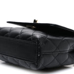 Caviar Quilted Coco Handle Clutch With Chain Black