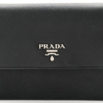 Saffiano Metal Flap Wallet With Strap Black