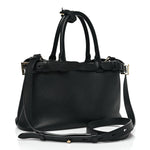 Soft Grain Calfskin Small Double Belt Tote Black